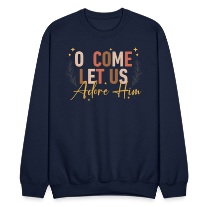 O Come Let us Adore Him Christmas Men's Sweater - navy