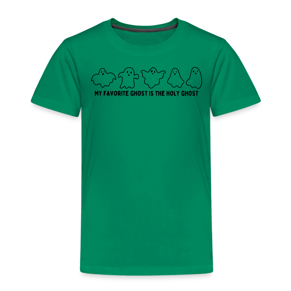 My Favorite Ghost is the Holy Ghost (B, Outline) Toddler T-Shirt - kelly green