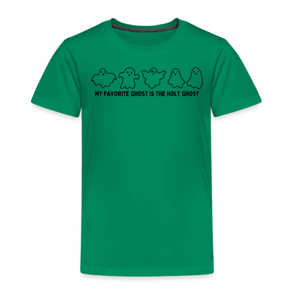 My Favorite Ghost is the Holy Ghost (B, Outline) Toddler T-Shirt - kelly green