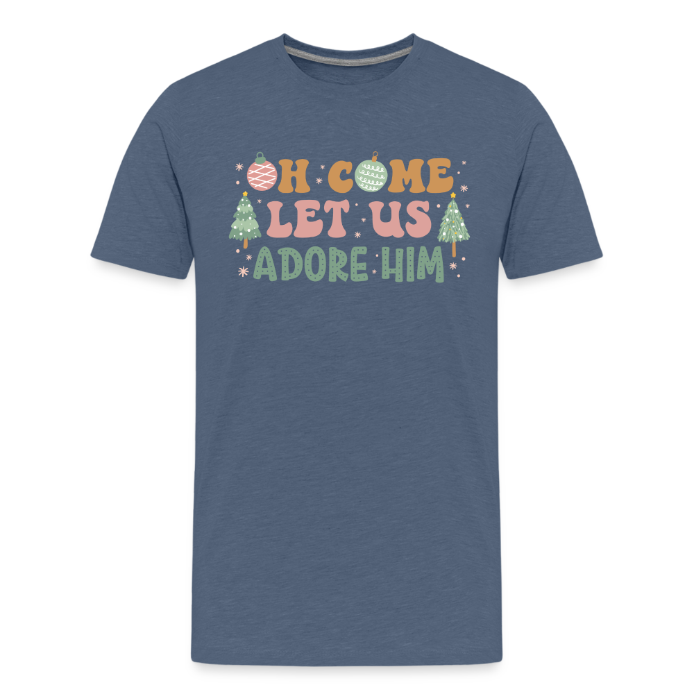 Oh Come Let Us Adore Him Christmas Family Kids' Premium T-Shirt - heather blue