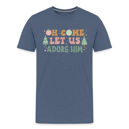 Oh Come Let Us Adore Him Christmas Family Kids' Premium T-Shirt - heather blue