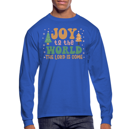 Joy to the World Christmas Family Men's Long Sleeve T-Shirt - royal blue