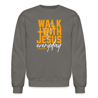 Walk with Jesus Everyday Men's Sweater - asphalt gray