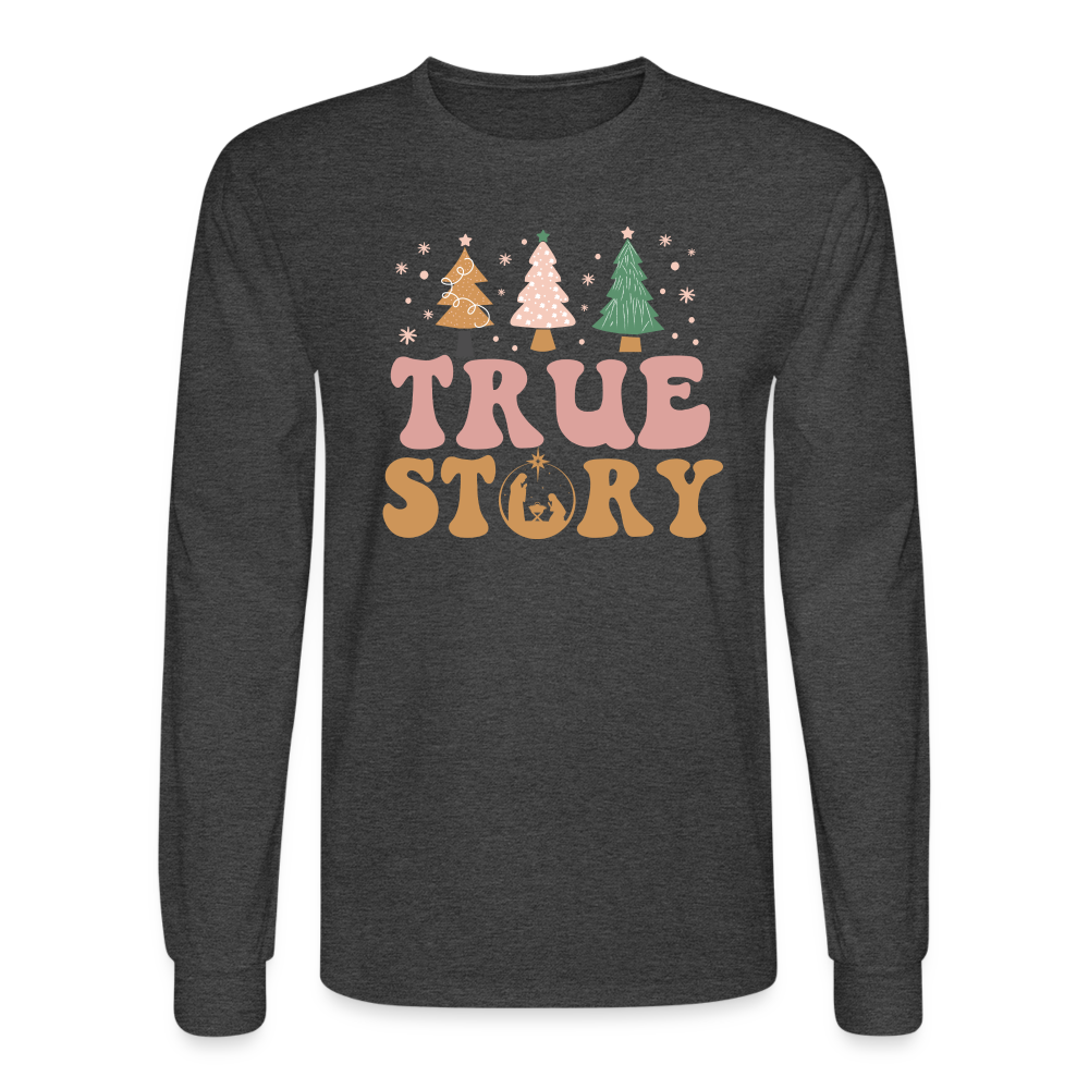 True Story Christmas Family Men's Long Sleeve T-Shirt - heather black