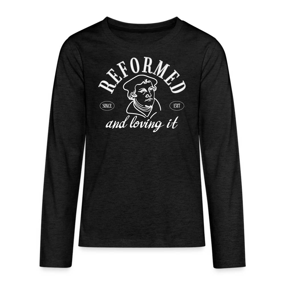 Reformed & Loving It (W) Reformation Day Kid's Long Sleeve Shirt - charcoal grey