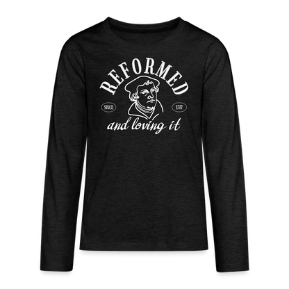 Reformed & Loving It (W) Reformation Day Kid's Long Sleeve Shirt - charcoal grey