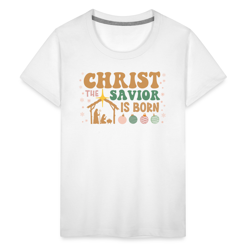 Christ the Savior is Born Christmas Family Kids' Premium T-Shirt - white