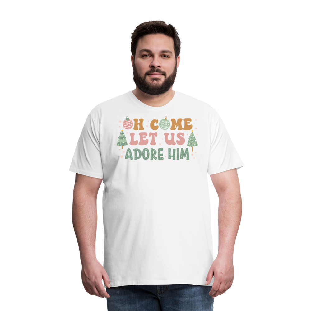 Oh Come Let Us Adore Him Christmas Family Men's Premium T-Shirt - white