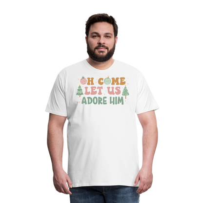 Oh Come Let Us Adore Him Christmas Family Men's Premium T-Shirt - white