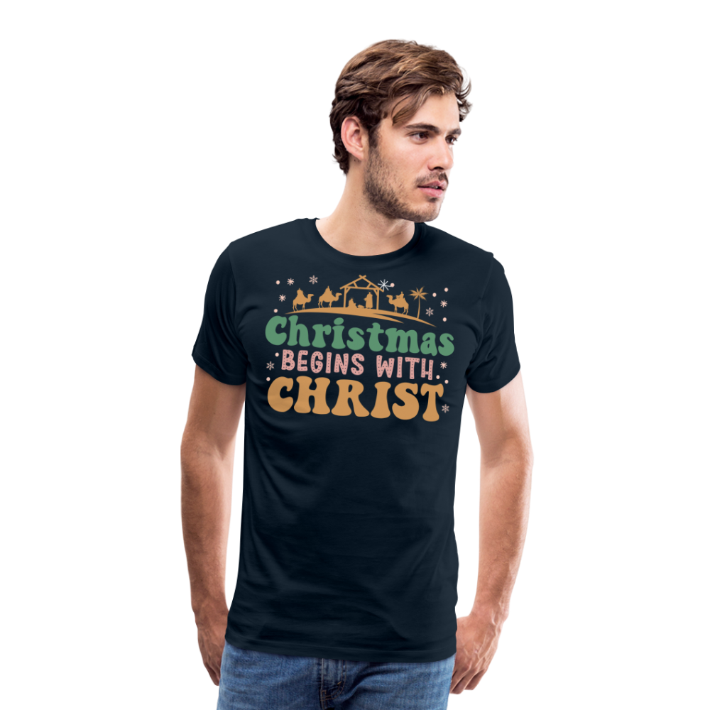 Christmas Begins with Christ is Born Christmas Family Men's Premium T-Shirt - deep navy