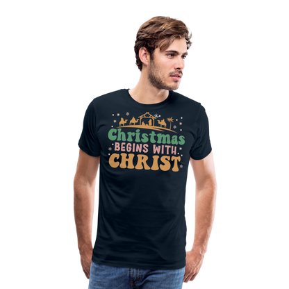 Christmas Begins with Christ is Born Christmas Family Men's Premium T-Shirt - deep navy