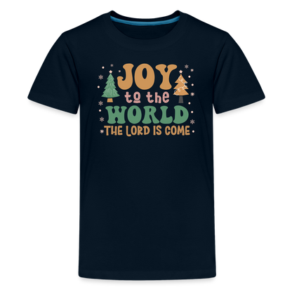 Joy to the World Christmas Family Kids' Premium T-Shirt - deep navy