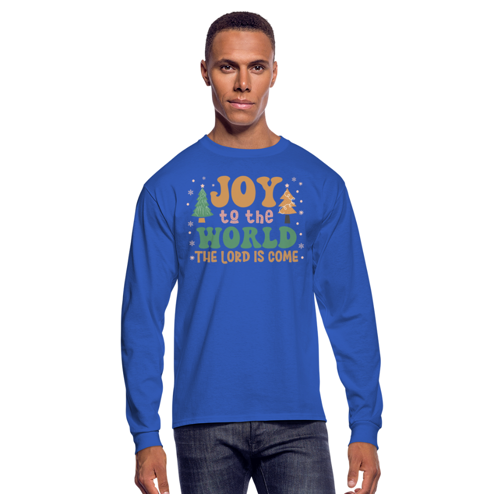 Joy to the World Christmas Family Men's Long Sleeve T-Shirt - royal blue