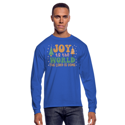 Joy to the World Christmas Family Men's Long Sleeve T-Shirt - royal blue