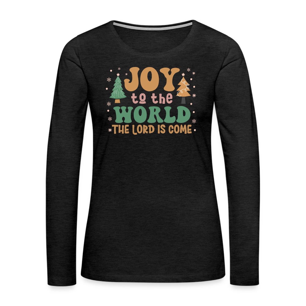 Joy to the World Christmas Family Women's Premium Long Sleeve T-Shirt - charcoal grey