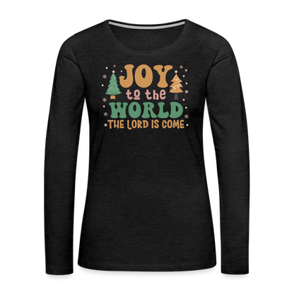 Joy to the World Christmas Family Women's Premium Long Sleeve T-Shirt - charcoal grey