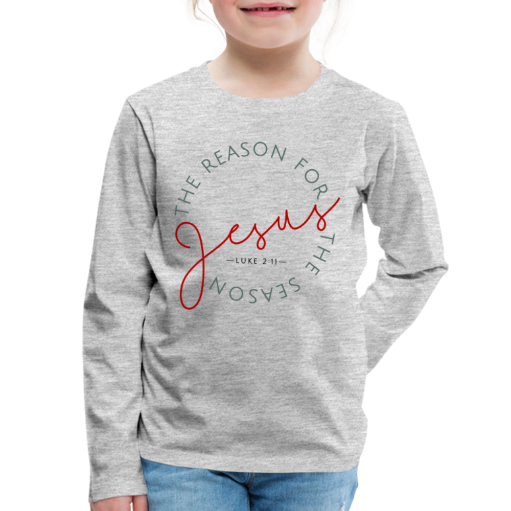 The Reason for the Season (Color) Christmas Family Kids' Premium Long Sleeve T-Shirt - heather gray