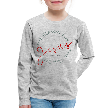 The Reason for the Season (Color) Christmas Family Kids' Premium Long Sleeve T-Shirt - heather gray