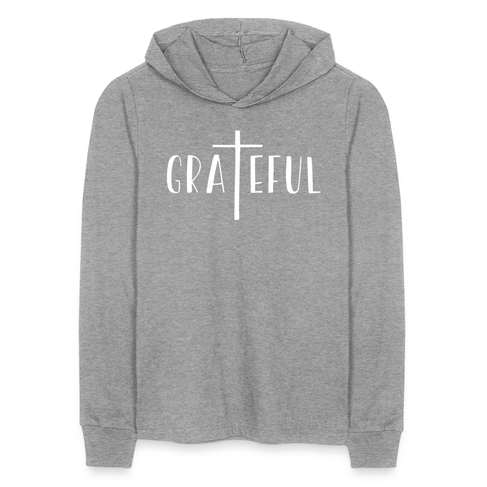 Grateful Men's Long Sleeve Shirt with Hood - heather grey