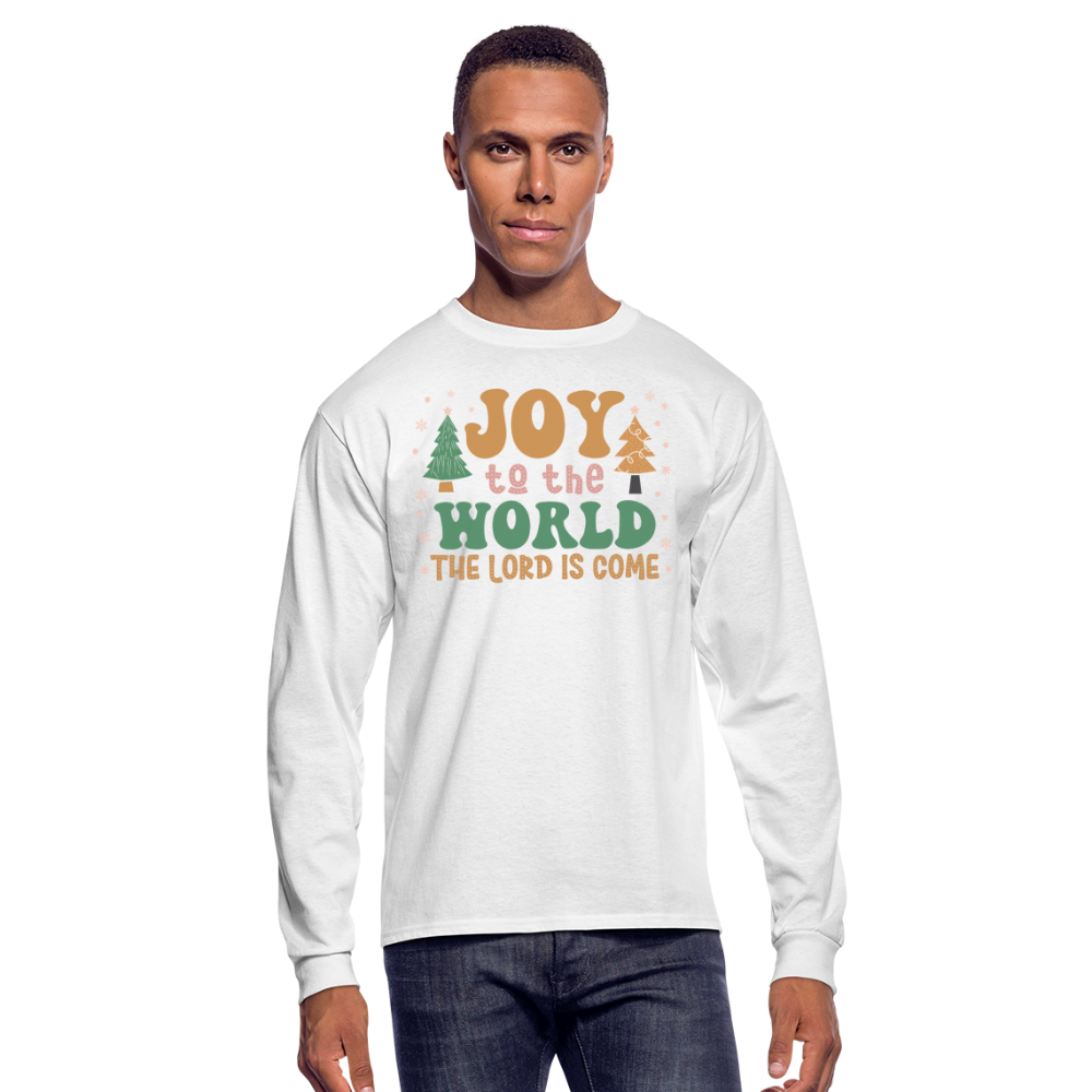 Joy to the World Christmas Family Men's Long Sleeve T-Shirt - white