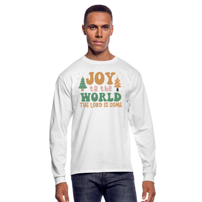 Joy to the World Christmas Family Men's Long Sleeve T-Shirt - white