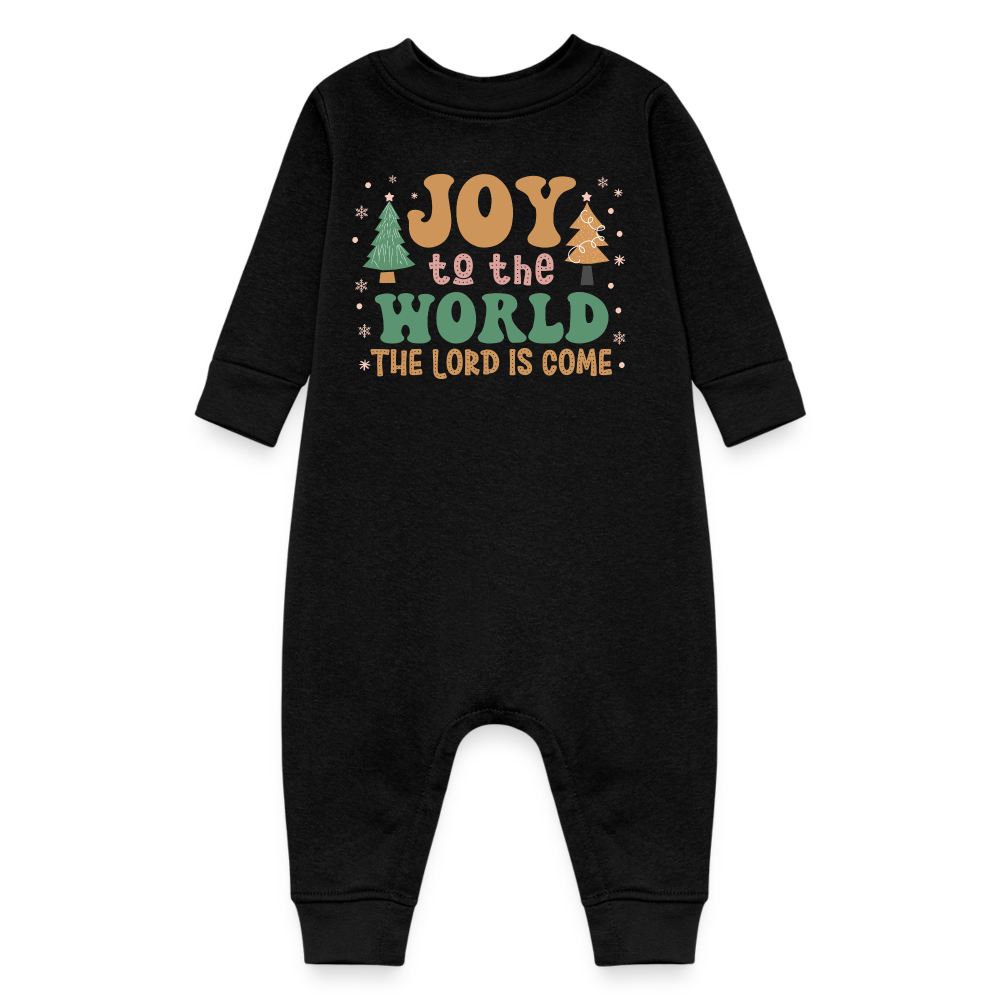 Joy to the World Christmas Family Baby Fleece One Piece - black