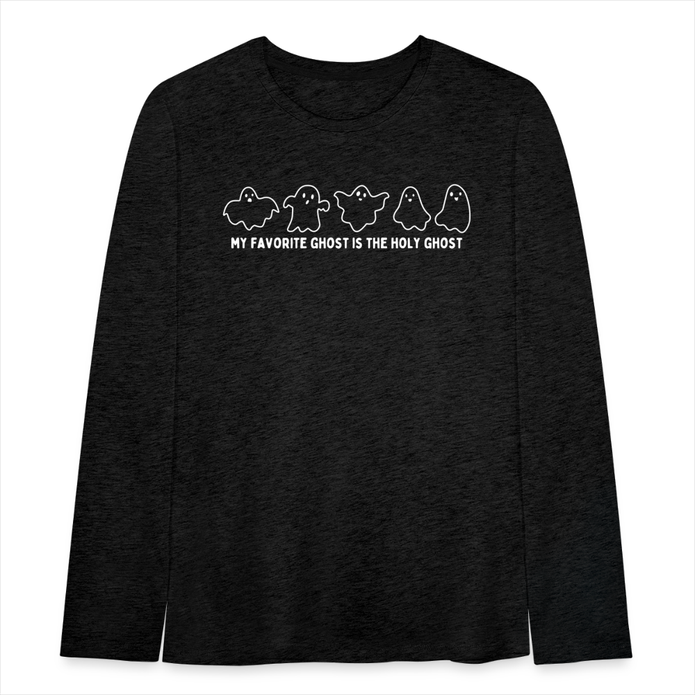 My Favorite Ghost is the Holy Ghost Youth Long Sleeve Shirt - charcoal grey