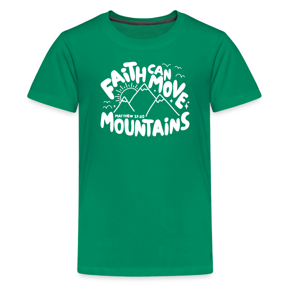 Faith Can Move Mountains (W) Kid's T-Shirt - kelly green