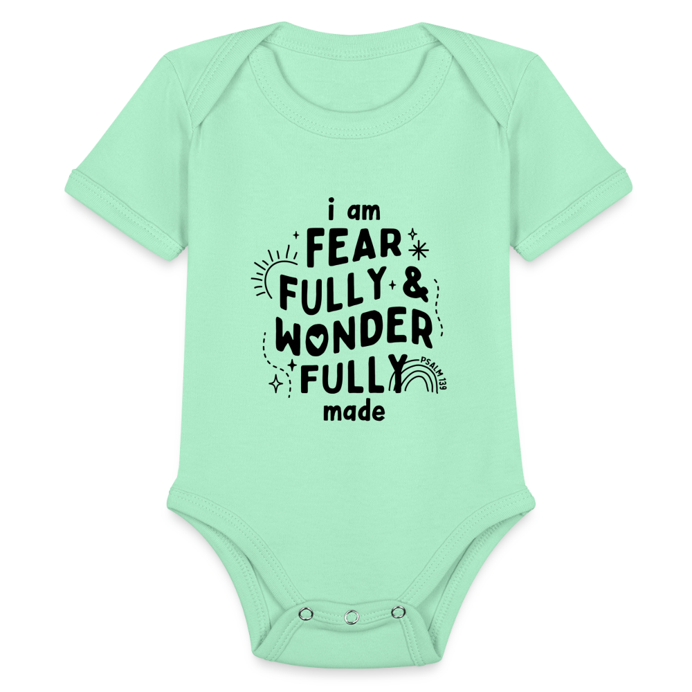 I am Fearfully & Wonderfully Made Baby Onesie Bodysuit - light mint