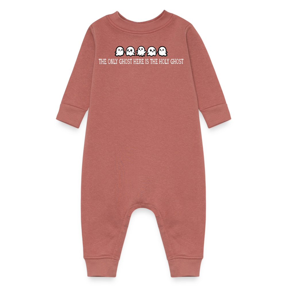 The Only Ghost Here is the Holy Ghost (W) Baby Fleece Bodysuit - mauve