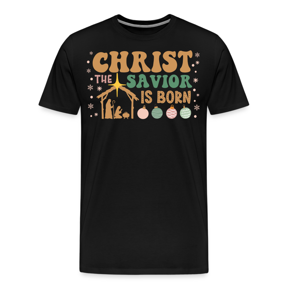 Christ the Savior is Born Christmas Family Men's Premium T-Shirt - black