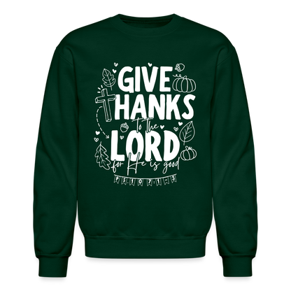 Give Thanks to the Lord (W) Men's Sweater - forest green