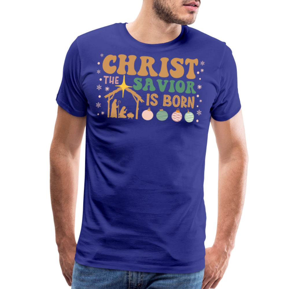 Christ the Savior is Born Christmas Family Men's Premium T-Shirt - royal blue