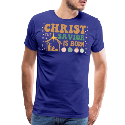 Christ the Savior is Born Christmas Family Men's Premium T-Shirt - royal blue