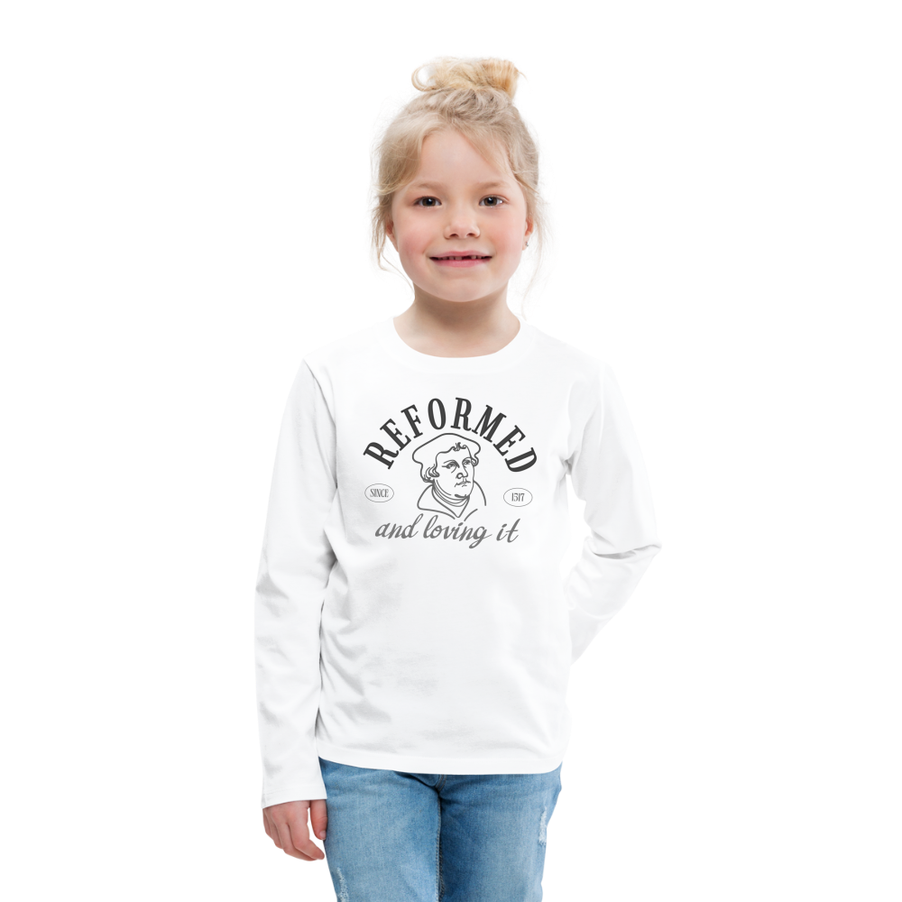 Reformed & Loving It Reformation Day Kid's Long Sleeve Shirt - white