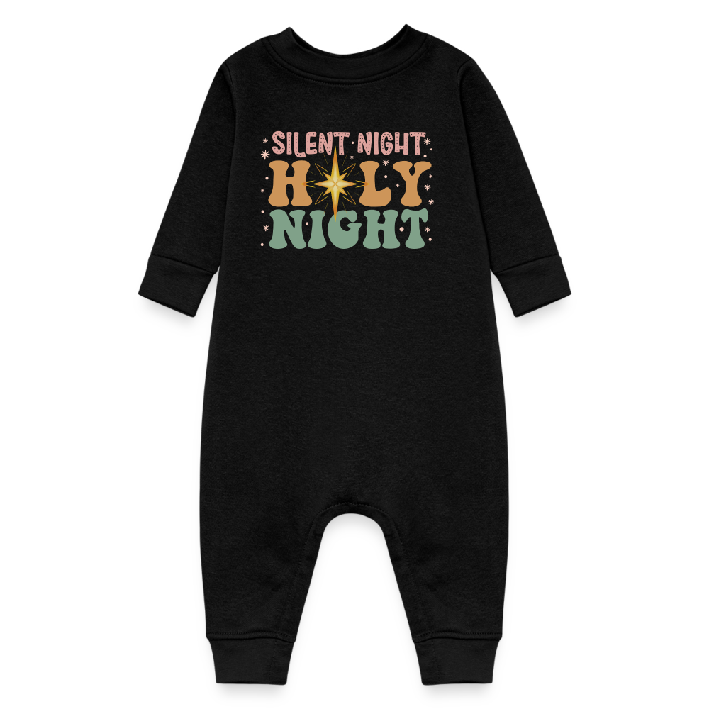 Silent Night Christmas Family Baby Fleece One Piece - black