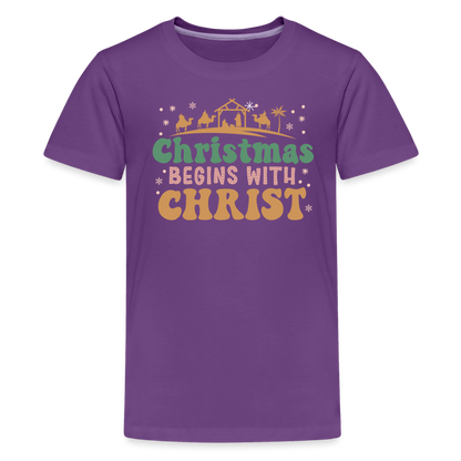 Christmas Begins with Christ Family Kids' Premium T-Shirt - purple