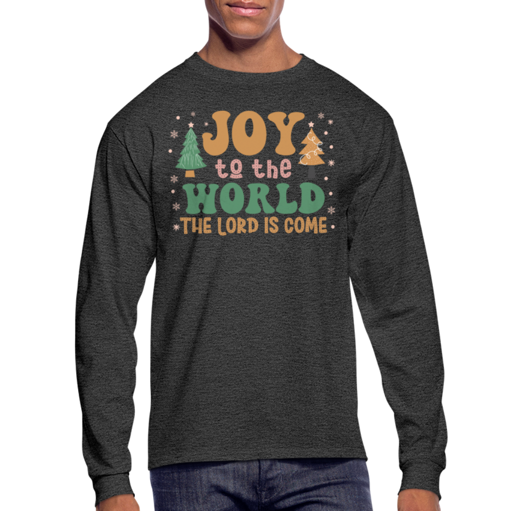 Joy to the World Christmas Family Men's Long Sleeve T-Shirt - heather black