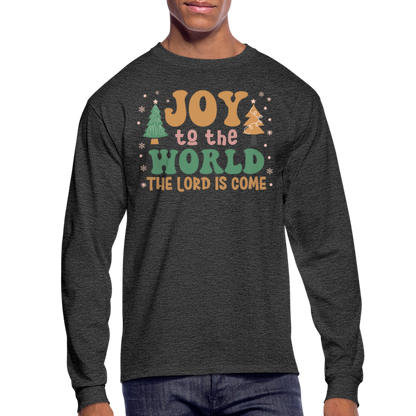 Joy to the World Christmas Family Men's Long Sleeve T-Shirt - heather black