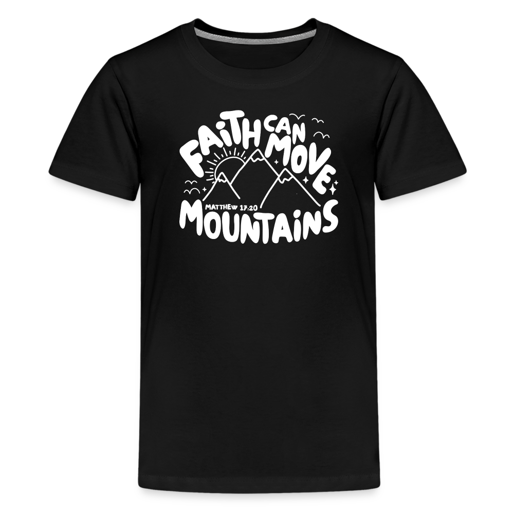 Faith Can Move Mountains (W) Kid's T-Shirt - black