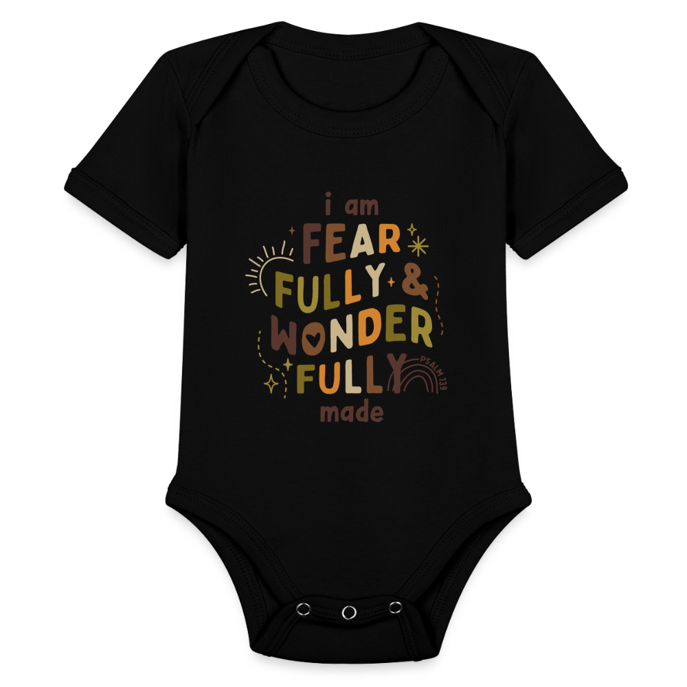 I Am Fearfully & Wonderfull Made (Boho) Baby Onesie Bodysuit - black