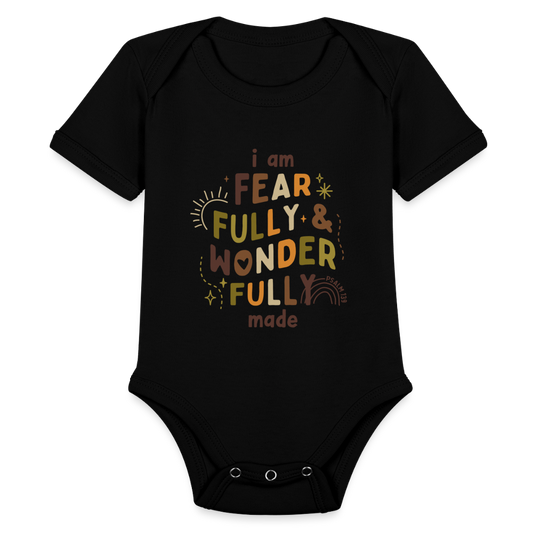 I Am Fearfully & Wonderfull Made (Boho) Baby Onesie Bodysuit - black