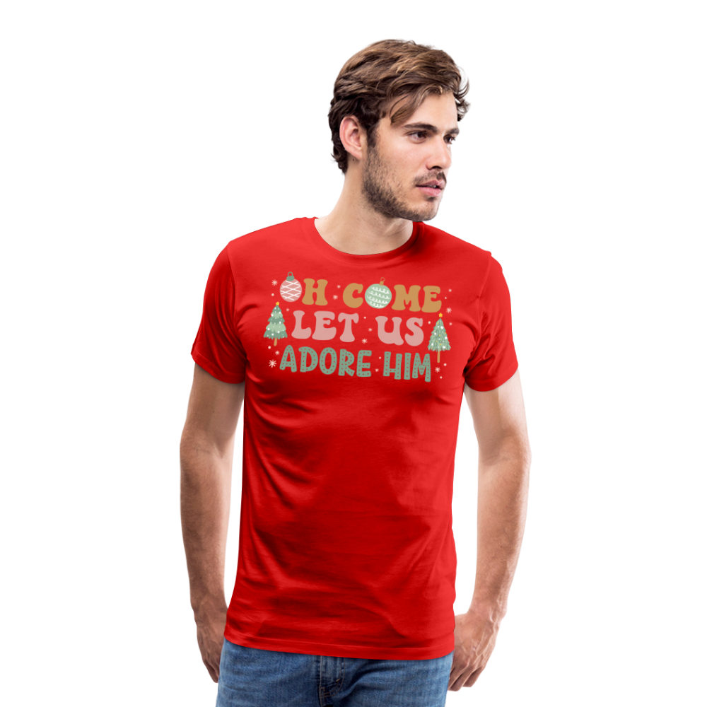 Oh Come Let Us Adore Him Christmas Family Men's Premium T-Shirt - red