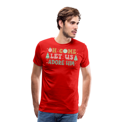 Oh Come Let Us Adore Him Christmas Family Men's Premium T-Shirt - red