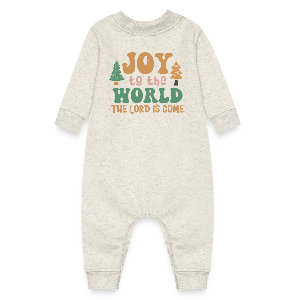 Joy to the World Christmas Family Baby Fleece One Piece - heather oatmeal