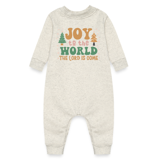 Joy to the World Christmas Family Baby Fleece One Piece - heather oatmeal