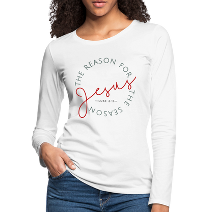 The Reason for the Season (Color) Christmas Women's Premium Long Sleeve T-Shirt - white