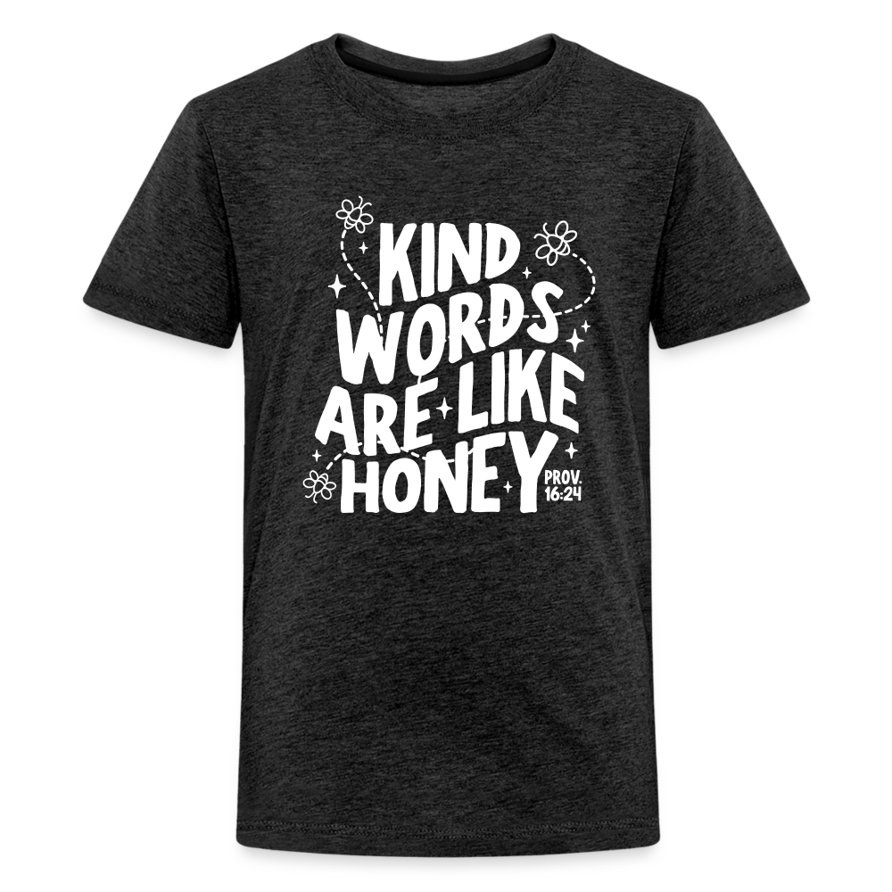 Kind Words are Like Honey (W) Kid's T-Shirt - charcoal grey