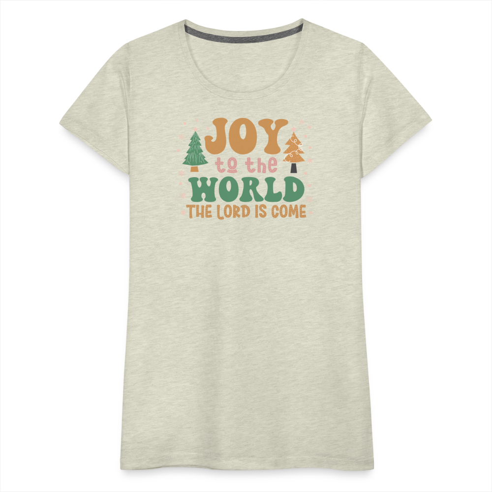 Joy to the World Christmas Family Women’s Premium T-Shirt - heather oatmeal