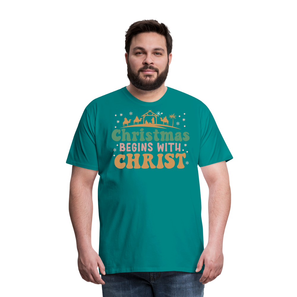 Christmas Begins with Christ is Born Christmas Family Men's Premium T-Shirt - teal